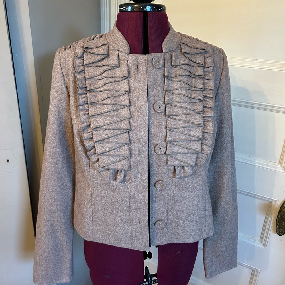 Tabitha Women's Ruffled Beige Blazer